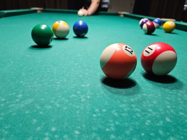 Billiard balls on a table