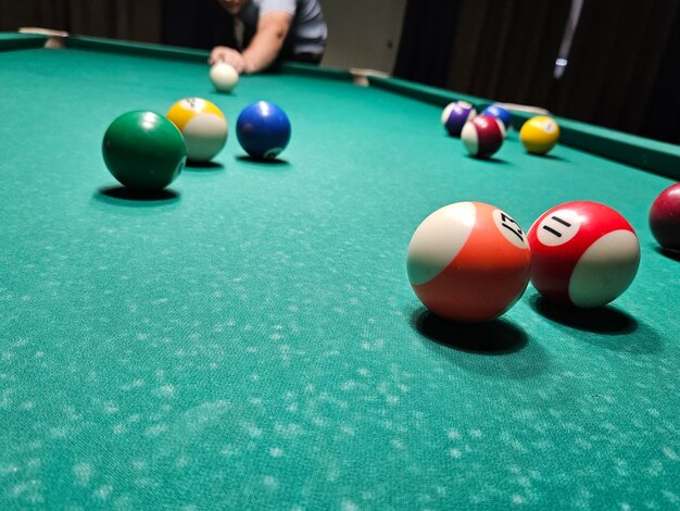 Billiard balls on a table