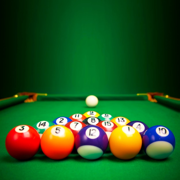 Photo billiard balls  with copy space...
background added to achieve good composition