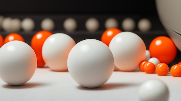 Billiard Elegance White and Orange Balls and Cue on the Snooker Table