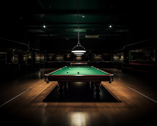 Billiard room or Snooker table with balls in room