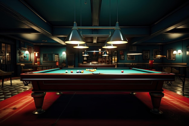 Billiard table with balls