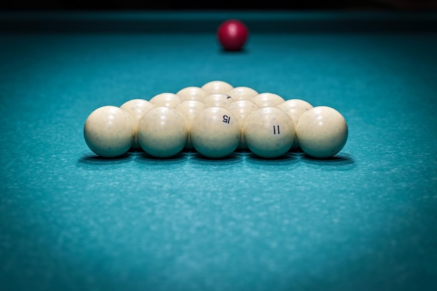 Billiards Arranging Snooker old Balls In Triangle