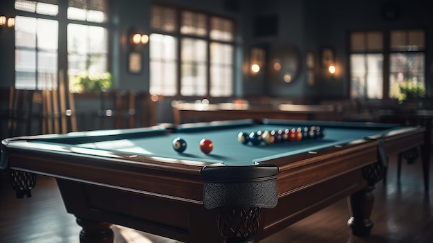 Billiards room A space designated for playing pool AI generated