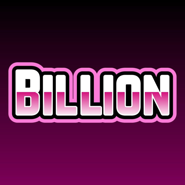 Billion typography 3d design cute text word cool background photo jpg