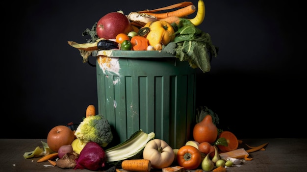 A bin of food is filled with vegetables.