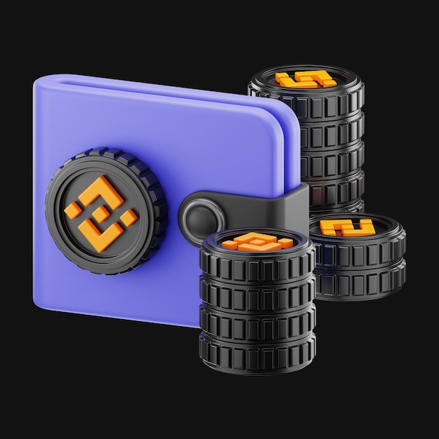 Binance financial blockchain technology wallet icon 3d rendering on isolated background