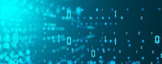 Бинарный фон Абстрактный фон Цифровой фон Технологический фон Концепция нейронной сети Искусственный интеллект Блокчейн 3D рендеринг
