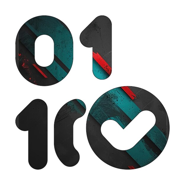 binary circle check icon diagonal black green red