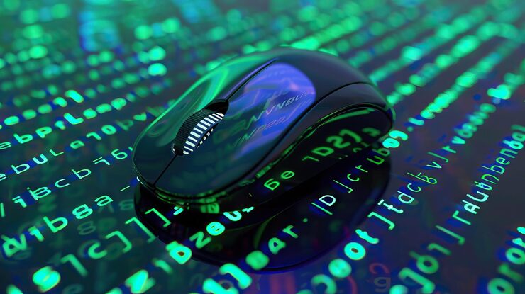 Photo binary code background binary code computer mouse on binary code background binary code