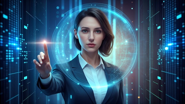 binary code cyber business woman images with ai generated