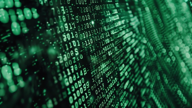 binary code green color matrix style computer programming data encryption