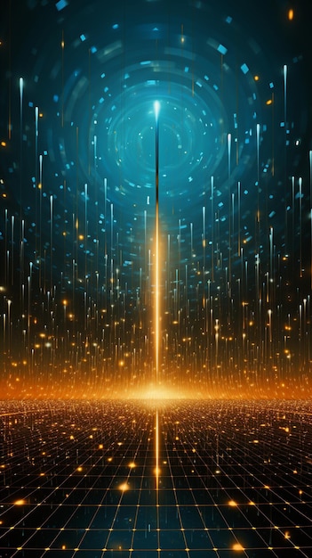 binary code pattern formed by halftone letters creating rays sunlightforming symbols in coding language artificial intelligence with a future backdrop in technology