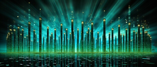 binary code pattern formed by halftone letters creating rays sunlightforming symbols in coding language artificial intelligence with a future backdrop in technology