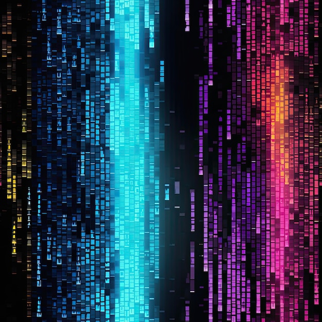 Binary code waterfall with colors