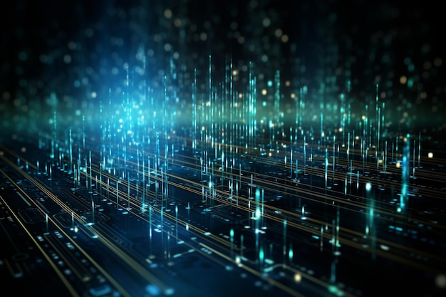 バイナリコード波はインターネット技術におけるデータフローのデジタルセキュリティを表しています