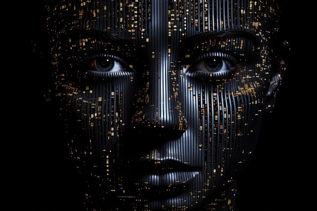 Premium Photo | Binary Face Digital Representation of a Human Face in ...