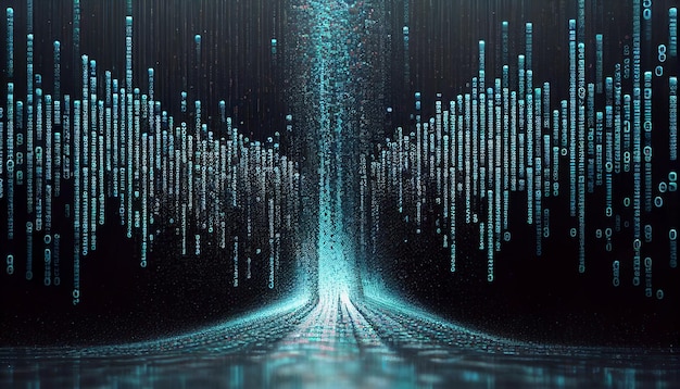 Binary flow futuristic background design with streams of code