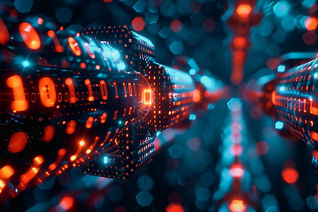 binary numeric data transmission chain of nodes connected in a network form p2p connection