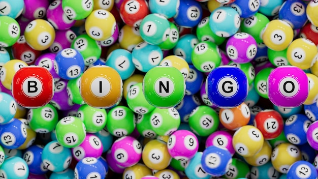 Foto bingo lotto spelballen op de willekeurige kleurrijke ballen achtergrond