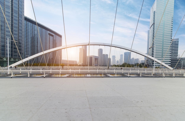 Binjiang Road, Dagu Bridge,Urban architectural landscape in Tianjin, China