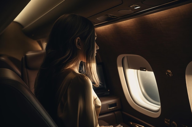 binnenaanzicht van een superluxe privéjet Generatieve AI