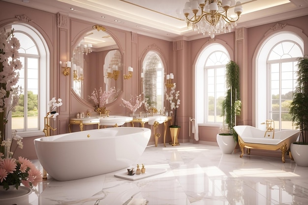 Binnenlands ontwerp van mooie en elegante badkamers
