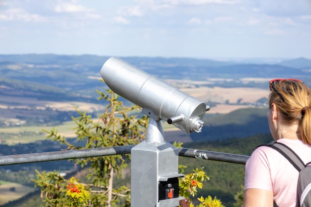 Binoculars are installed in the mountains so that tourists can observe the sights