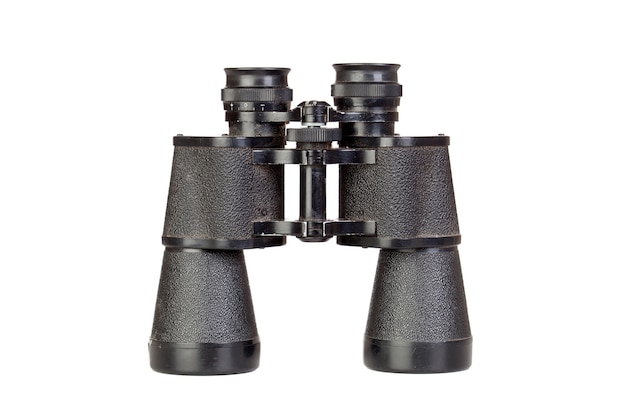 Binoculars in black isolated on a white background 