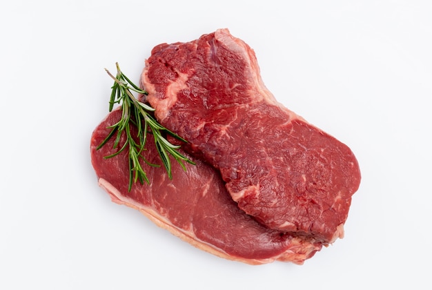 Bio fresh steak isolated on a white background.