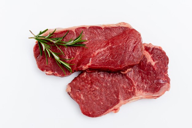 Bio fresh steak isolated on a white background.