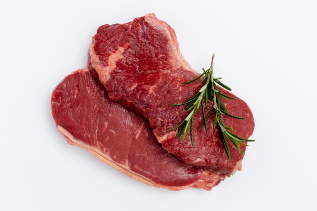 Bio fresh steak isolated on a white background.