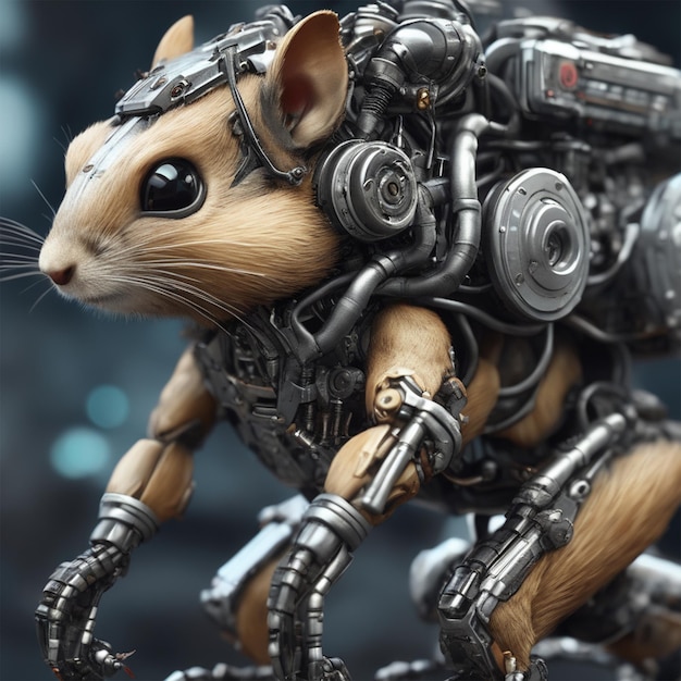 A Bio Mechanical Cyborg Chipmunk Warzone 3d Style Cyborg Style Movie Still Close Up Hyper