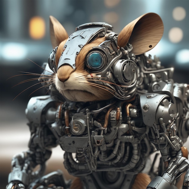 A Bio Mechanical Cyborg Chipmunk Warzone 3d Style Cyborg Style Movie Still Close Up Hyper