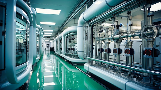 Biochemical vats in a pharmaceutical factory