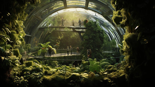 Bioengineered wildlife in a lush biodome