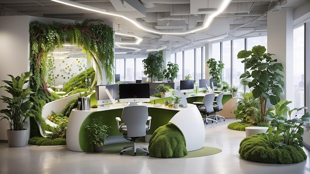 Bioengineered Workspace with Living Walls and OxygenProducing Furniture