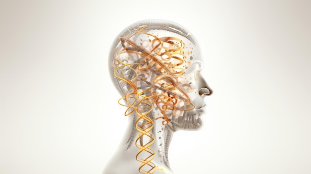 Bioengineering and science concept human head brain view