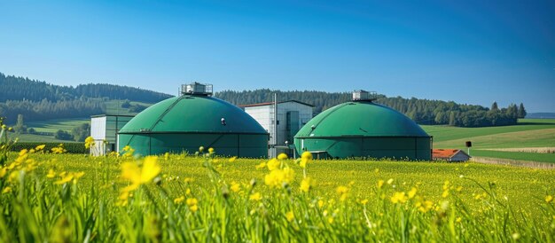 Foto biogasfaciliteit voor de opwekking van stroom en energie