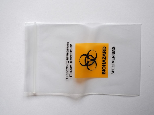 Photo biohazard specimen bag