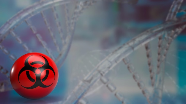 The biohazards logo on red ball for medical or sci concept 3d rendering