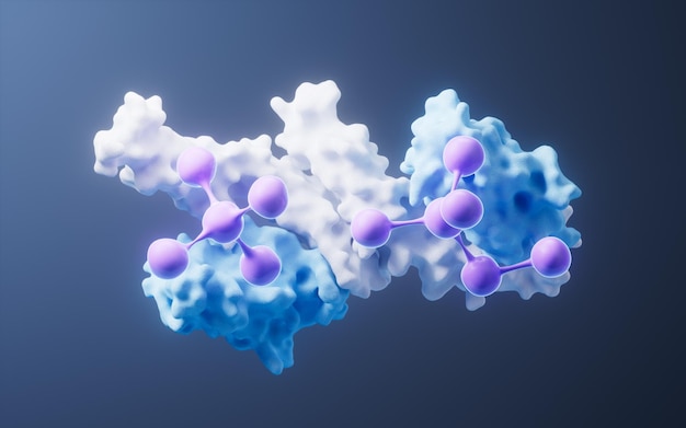 사진 생물학적 단백질 및 분자 3d 렌더링