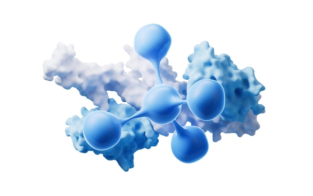 Biological protein and molecule 3d rendering