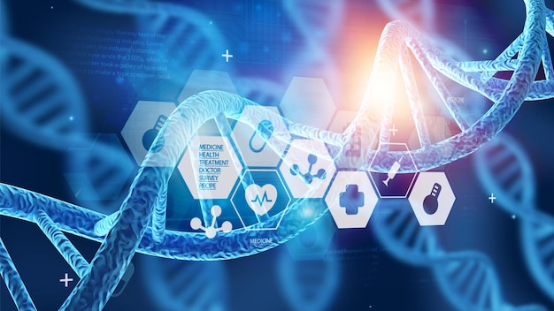 Biologie cel DNA illustratie op medische achtergrond