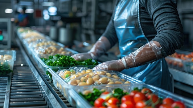 Foto biologisch afbreekbaar verpakkingsproces in een fabriek