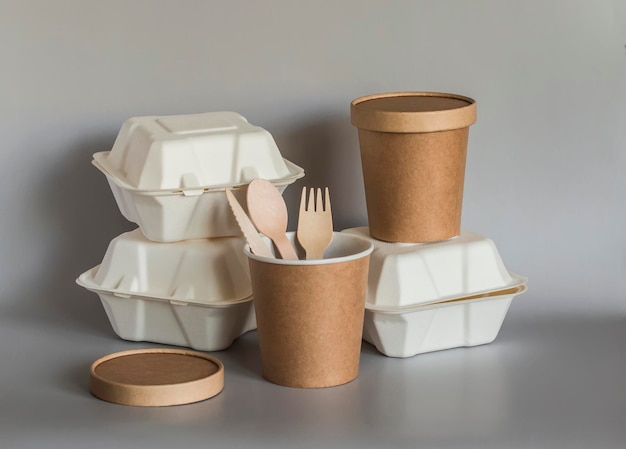 Biologisch afbreekbare containers lunchboxen voor voedsel afhaalmaaltijden verpakking Het concept van natuurbehoud geen plastic
