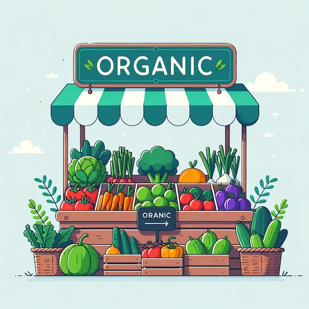Biologisch voedsel Marktkraam met groenten