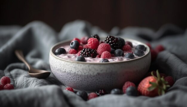 Biologische bessenparfait met granola en yoghurt gegenereerd door AI