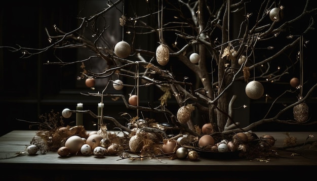 Biologische chocolade cadeau rustieke kerstornament decoratie gegenereerd door AI