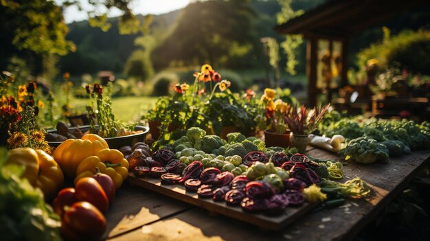 Foto biologische groenten op tafel